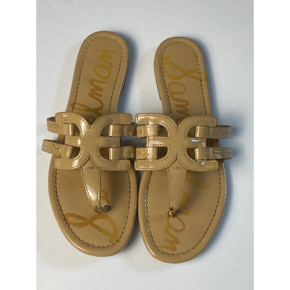Sam Edelman Shoes - Sam Edelman Cara Nude Patent Leather Thong Sandals Women's Size 8